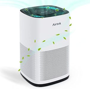AIRTOK Purificateur d'air, CADR 210 m³/h, Couverture Max 793 ft2 | 360° Air Purifier, Purificateurs d'air capturer 99,97% De Fumée Pollen Poussière Jusqu'à 0,1 Micromètre| veilleuse,AP1001