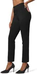 Willit Women's Yoga Dress Pants Stretch Business Work Casual Pants High Waisted Cropped Office Pants 27" Black XXL