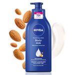 NIVEA Nourishing Body Milk 600ml Body Lotion with Hyaluronic Acid | 72Hr Hydration | Deep Moisture Care for Very Dry Skin | Enriched with Almond Oil | Smooth, Radiant & Healthy Looking Skin Care