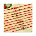 TONKWALAS Multicolor Combo of 10 Rakhi Set for Men With Roli Chawal Best Wishes Greeting Card Rakhi for Brother