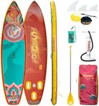 FunWater SUP Inflatable Stand Up Paddle Board Ultra-Light Inflatable Paddleboard with ISUP Accessories, Fins, Adjustable Paddle, Pump, Backpack, Leash, Waterproof Phone Bag (Red/Green)