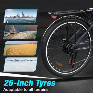 RCB 26" Electric City Bike – 250W Motor, 7-Speed, 35-50km Range, Black