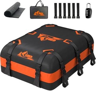 BATSUVCER Car Rooftop Cargo Carrier Bag 20 Cubic Feet, 100% Waterproof Heavy Duty Car Roof Bag for All Vehicle with/Without Racks - Anti-Slip Mat, 6 Door Hooks, Storage Bags, 5CM Straps(Orange)