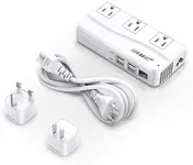 BESTEK Universal Travel Adapter 220V to 110V Voltage Converter with 6A 4-Port USB Charging and UK/AU/US/EU Worldwide Plug Adapter (White)