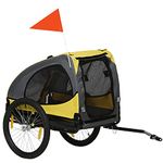 Aosom Dog Bike Trailer, Dog Wagon Pet Bicycle Trailer with Steel Frame, Hitch Coupler, Quick Release Wheels, Reflectors, Flag for Medium Dogs, Yellow