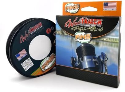FINS Windtamer Pitch Black Braid Fishing Line - No-Fade, Round 4-End Braided Line for Bass Angling, Resists Wind Knots and Twisting, Non-Bleeding - Black - 50 lb - 1500 Yds
