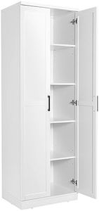 COSTWAY Armoire de Rangement, Armoire Chambre 2 Portes et 4 Étagères, Poignée en Métal, Armoire Multifonctionnelle, Blanc, 59 x 43,5 x 178cm (Blanc)