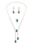 ZAVERI PEARLS Green Dazzling Contemporary Necklace Earring & Ring Set For Women-ZPFK14400