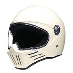 Woljay Vintage Full Face Motorcycle Helmet Helmets Jet Moto Cruiser Scooter Unisex Adult DOT Approved (Medium,Milky White)