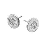 Michael Kors Stainless Steel Pavé Crystal MK Logo Stud Earrings for Women, Color: Silver (Model: MKJ3352040)