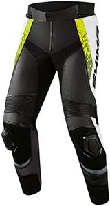 SHIMA STR 2.0 Motorcycle Trousers - Leather Sports Trousers with Hip and Knee Protectors, Knee Sliders, Perforated Leather, for 2 Piece Estate (52, Fluor)