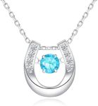 ACJNA 925 Sterling Silver December Birthstone Horse Shoe Necklace - Dacing Horseshoe Cute U Pendant Necklaces for Women Girls, Sterling Silver, Cubic Zirconia