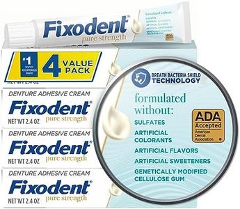 Fixodent Pure Strength Secure Denture Adhesive Cream for Full and Partial Denture Wearers, 2.4oz (Pack of 4)