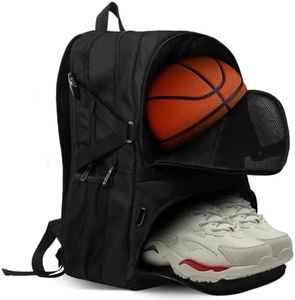 Basketball Backpack, Waterproof basketball bag with Large Shoe and Ball Compartment, Backpack for Women Men, Sports Equipment Bag for Soccer, Volleyball, Gym, Outdoor, Travel, 30L(Black)