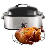 18 Quart Roaster Oven, Turkey Roaster Oven Electric Fits Turkeys Up to 18BL, Stainless Steel