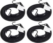 3/8-inch Bungee Cords with Hooks, Heavy Stretchy Luggage Rope for Securing Home Stuff on Rack, Hand Cart, Bikes (72 inches, Black)