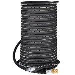 YAMATIC 3/8" 200FT Pressure Washer Hose Hot Water Power Washer Hose Max 212°F with Swivel Quick Connect, 4000 PSI Commercial Grade Steel Wire Braided & Synthetic Rubber Jacket, Kink Resistant