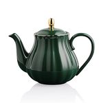 Sweejar Royal Teapot, Ceramic Tea Pot with Removable Stainless Steel Infuser, Blooming & Loose Leaf Teapot - 28 Ounce(Jade)