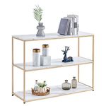 Cplxroc 43.4”Console Table, Faux Marble Sofa Table, Modern Entrance Table, 3-Tier Entry Way Table for Living Room, Accent Table with Metal Frame