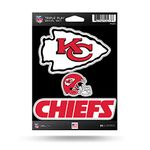 Rico Industries NFL Kansas City Chiefs Triple Play Decal Set 5" x 7" (3 Decals)