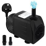 Awroutdoor Submersible Water Pump, Ultra Quiet Water Feature Pump(10W,600L/H), with 4 Strong Suction Cups, Adjustable Water Volume(8 mm/13 mm), Water Pump for Aquarium, Fish Tank, Pond, Hydroponics