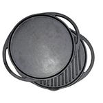 KNOBON Grill pan cast Iron Griddle pan Barbeque Tandoori Grill dosa tawa Big cast Iron tawa for dosa Sandwich Grill(GRDT_30)