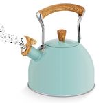 Stove Top Kettle, 3 L Stainless Steel Whistling Kettle, Induction Kettle with Wood Grain Handle, Teakettle for Kitchen Indoor & Outdoor, Teapot for Gas Stove or Induction Hob