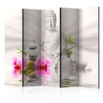 murando Decorative Room Divider Buddha Abstract 225x172 cm / 89"x68" Double-Sided Folding Screen 5 Panels Room Partition Non-Woven Canvas Print Opaque Photo Display b-A-0011-z-c