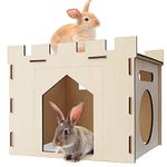 HIIMALEX Sturdy Bunny House with Spacious Perch Hidey Detachable Playhouse for Rabbit Hideout Castle Tower Toys for Indoor Bunnies Guinea Pig Hamster Chinchilla Gerbil