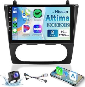 8 CORE 6G+128G Car Radio for Nissan Altima 2008-2012 with Wireless CarPlay/Android Auto, Podofo 9” 1280 * 720P IPS Touch Screen Stereo Android 13 GPS WiFi Bluetooth DSP SWC Backup Camera (Manual A/C)