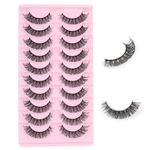 Kiusatig False Eyelashes 10 Pairs Russian Strip Lashes Fluffy Wispy Lashes D Curl Lashes Reusable Hybrid Lashes Fake Eyelashes Faux Mink Lashes Natural Look