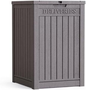 ROJIK Package Delivery Box Outdoor with Lockable Secure Waterproof & UV-Resistant,Large Double Wall Resin Outdoor Package Delivery for Porches, Patios,Curbside(Grey)