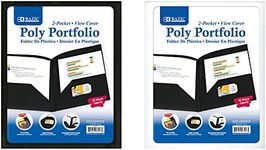 BAZIC Products 2 Pockets Poly Folder Portfolio w/View Cover, Black White Letter Size Plastic Folders Holder for Office Documents Paper Organizer, 48-Pack