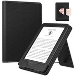 MoKo Case Fits All-New 6" Kindle (11th Generation, 2024/2022 Release)/ Kindle (11th Gen,2019)/Kindle (8th Gen, 2016), Ultra Lightweight PU Shell Cover with Auto Wake/Sleep for Kindle 2024, Black