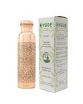 HYGGE 34oz (1L) Pure Copper Water Bottle – Ayurvedic Copper Bottle with Lid – Leak-Proof, Embossed Design – Travel Water Bottle for Gym, Office, Hiking, Yoga – Eco-Friendly Drinkware
