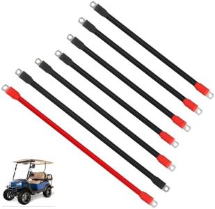 HKOO Golf Cart Battery Cables Wiring Kit for EZGO TXT 1994 & UP with 4 Gauge 7 PC AC/DC Wire Golf Cart Battery Cable Set 36 & 48 Volt