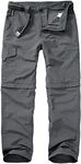 mosingle Walking Hiking Trousers Mens, Safari Zip Off Lightweight Quick Dry Convertible Travel Fishing Cargo Breathable Outdoor Pants Grey