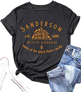 Camiseta de Halloween para mujer, Hocus Pocus Tees Tops Sanderson Letter Print Graphic T-Shirt, gris, M