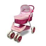 Anivia Baby Doll Stroller for 18 inches American Dolls, Foldable Doll Pram Convertible Seat/Bed/Crib, Baby Doll Bassinet with Forward & Backward Handle, Storage Basket, Retractable Canopy Pink