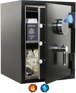 KEAR Fireproof Safe for Home, 4.5 Cub Large Heavy Duty Safe with Solid Metal Handle& Removable Shelf, Biometric Waterproof Safe box, Steel Security Safe for Documents, Cash & Valuables(Black)