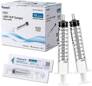 ProtectX 10ml Disposable Luer Slip Sterile Dispenser/Syringe (No needle) Individually Sealed, Smooth and Accurate Dispensing for Science Labs, 100-Pack