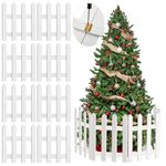 ANVAVO 8 Pack Thick Christmas Tree Fence White Wooden Picket Fence Tree Fence Decorations for Kids Pet Dogs Xmas Wedding Party Decorations Miniature Home Garden Border Lawn Edge Fence, 15.7 x 12 Inch