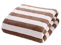 MAXOSHINE Microfiber Towels for Bath-Stripes Bath Towel for Men and Women-Soft Coral Fleece Towel with Hook Quick Dry Super Absorbent-70 x 140 cm (Brown, Pack of 1)