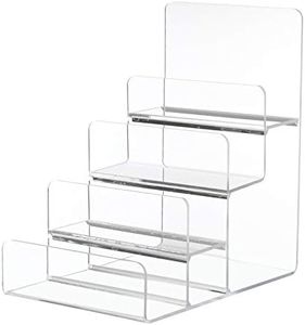 Cabilock Membership Card Rack Purse Display Stand Acrylic Wallet Holder 4 Layers Purse Stand Shelf Jewelry Glasses Display Riser Shelf Showcase Fixtures for Retail Store Home Tabletop Purse Display Rack
