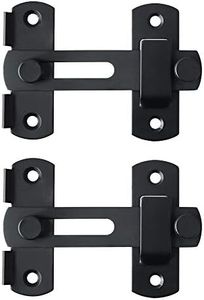Alise 2 Pcs Flip Latch Gate Latches, 4 inch Safety Door Lock Catch for Barn Wood Fence Sliding French Doors, Stainless Steel Gate Hardware,Matte Black Finish MS9001B-2P