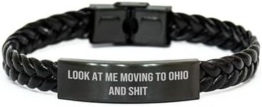 CUCOLUS Ohio Enthusiast Braided Leather Bracelet, Funny Quote Inspired Gift from Friends to Ohio Fans, Unique Christmas Memorable Present for Him or Her