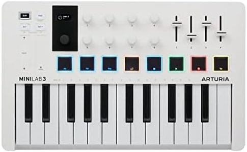 Arturia MiniLab 3 — 25 Key USB MIDI Keyboard Controller With 8 Multi-Color Drum Pads, 8 Knobs and Music Production Software Included