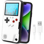 Game Console Case for iPhone,LucBuy Retro Protective Cover Self-powered Case with 36 Small Game,Full Color Display,Shockproof Video Game Case for iPhone XR -- White