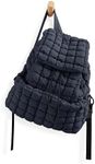 ODODOS Quilted Backpack for Women Lightweight Puffer Hiker Pack Drawstring Padding Travel Gym Bag, Dark Blue