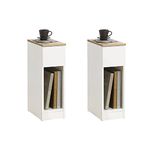 SoBuy FBT111-WNx2, Set of 2 Bedside Table Nightstand Side Table End Table Sofa Table Telephone Table Lamp Table with Drawer, White & Natural